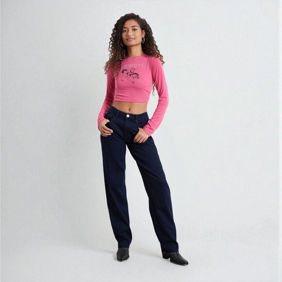 WEWOREWHAT Dark Blue Low Rise Dad Jeans Size 27 - Picture 2 of 14